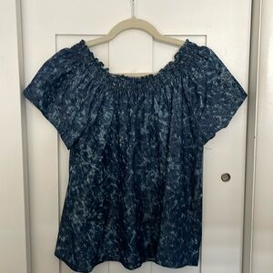 Flag & Anthem Women Blue Short Sleeve Off Shoulders Blouse